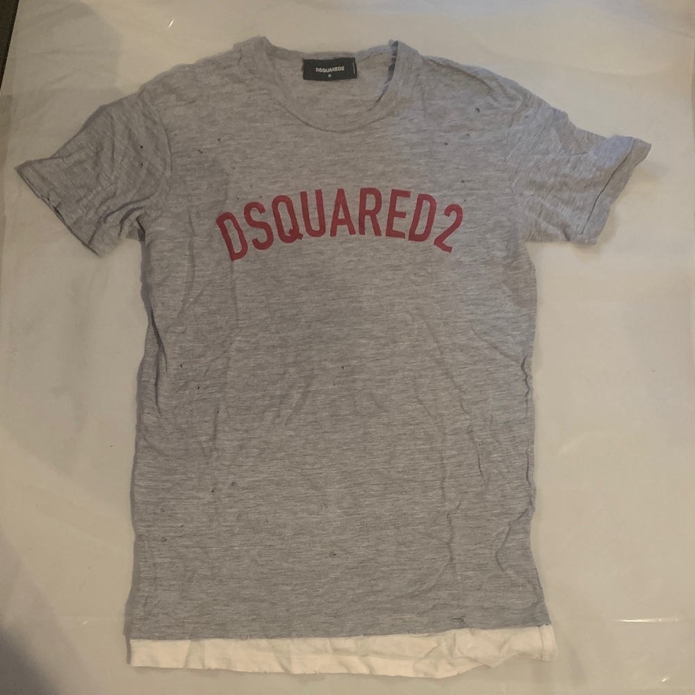 DSQUARED2 Light Gray Crewneck Tee with Red Logo